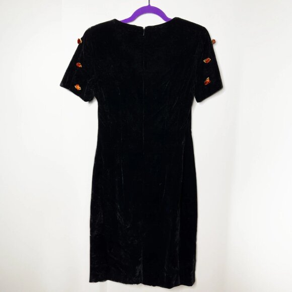 Black Velvet with Removable Roses Maggy London Mini Dress - Picture 2 of 4